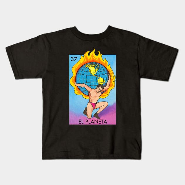 El Planeta Loteria Mexican Bingo Card Kids T-Shirt by Cabezon